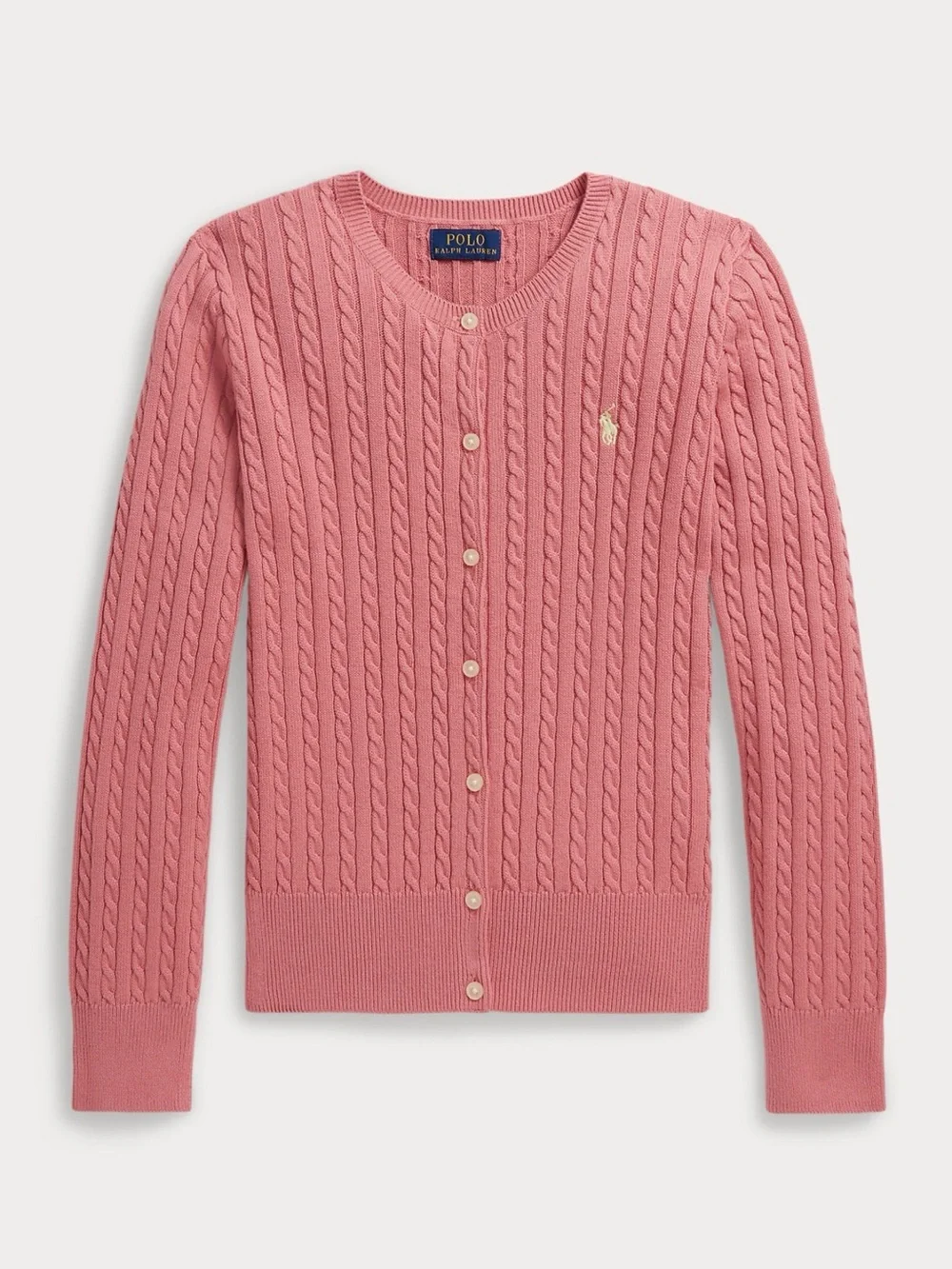 Ralph Lauren Rose Pink Mini Cable Knit Cardigan